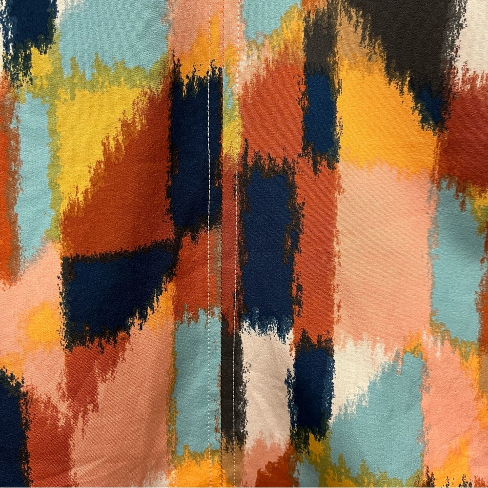 Thml Split V-Neck Multicolor Abstract Colorblock … - image 5